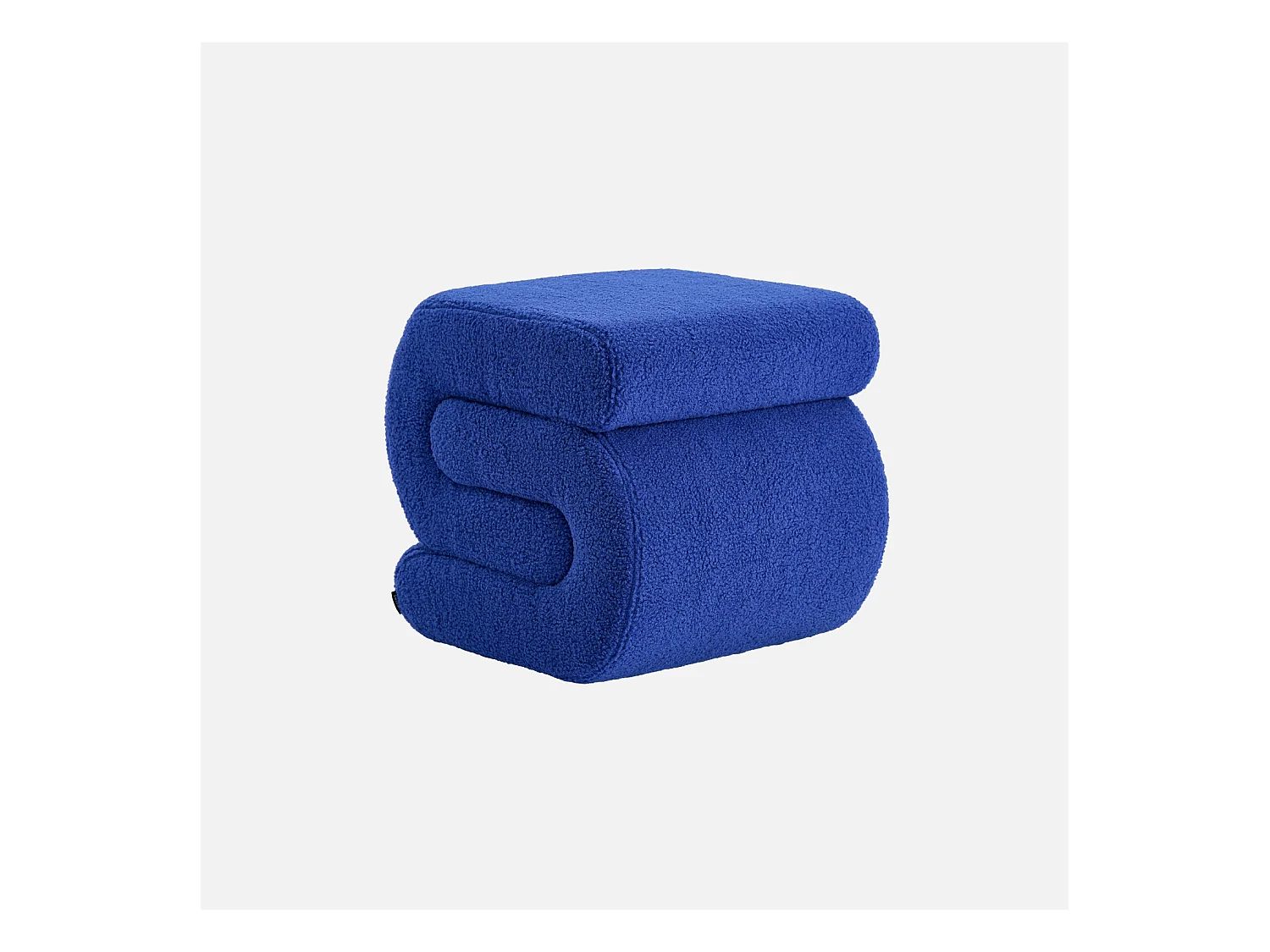 Tabouret / pouf design revêtement bouclette bleu 1 place L 43 x P 47 x H 44cm - Sasha