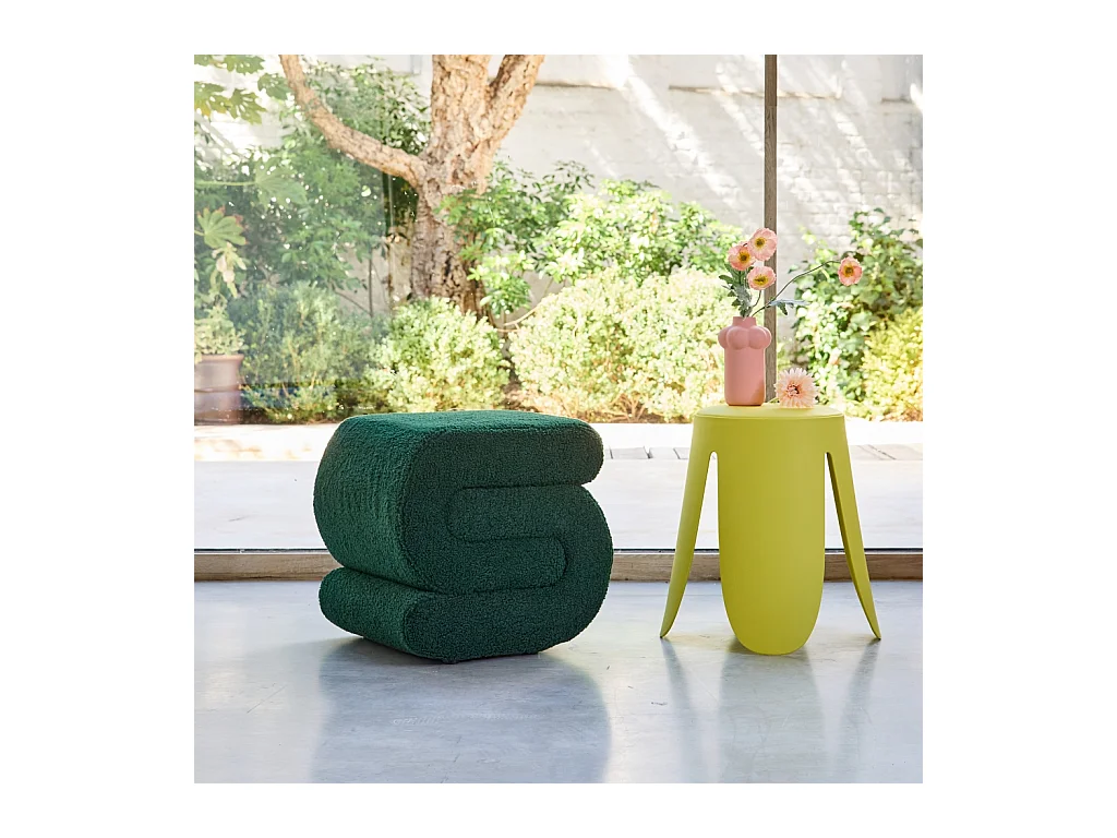 Panchina design rivestimento bouclé 1 posto, verde