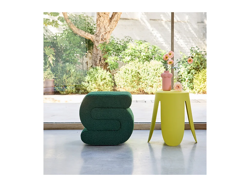 Panchina design rivestimento bouclé 1 posto, verde