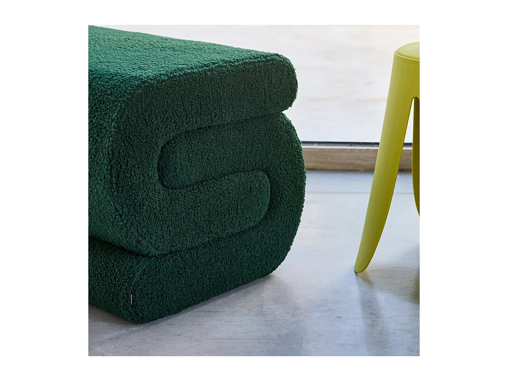 Panchina design rivestimento bouclé 1 posto, verde