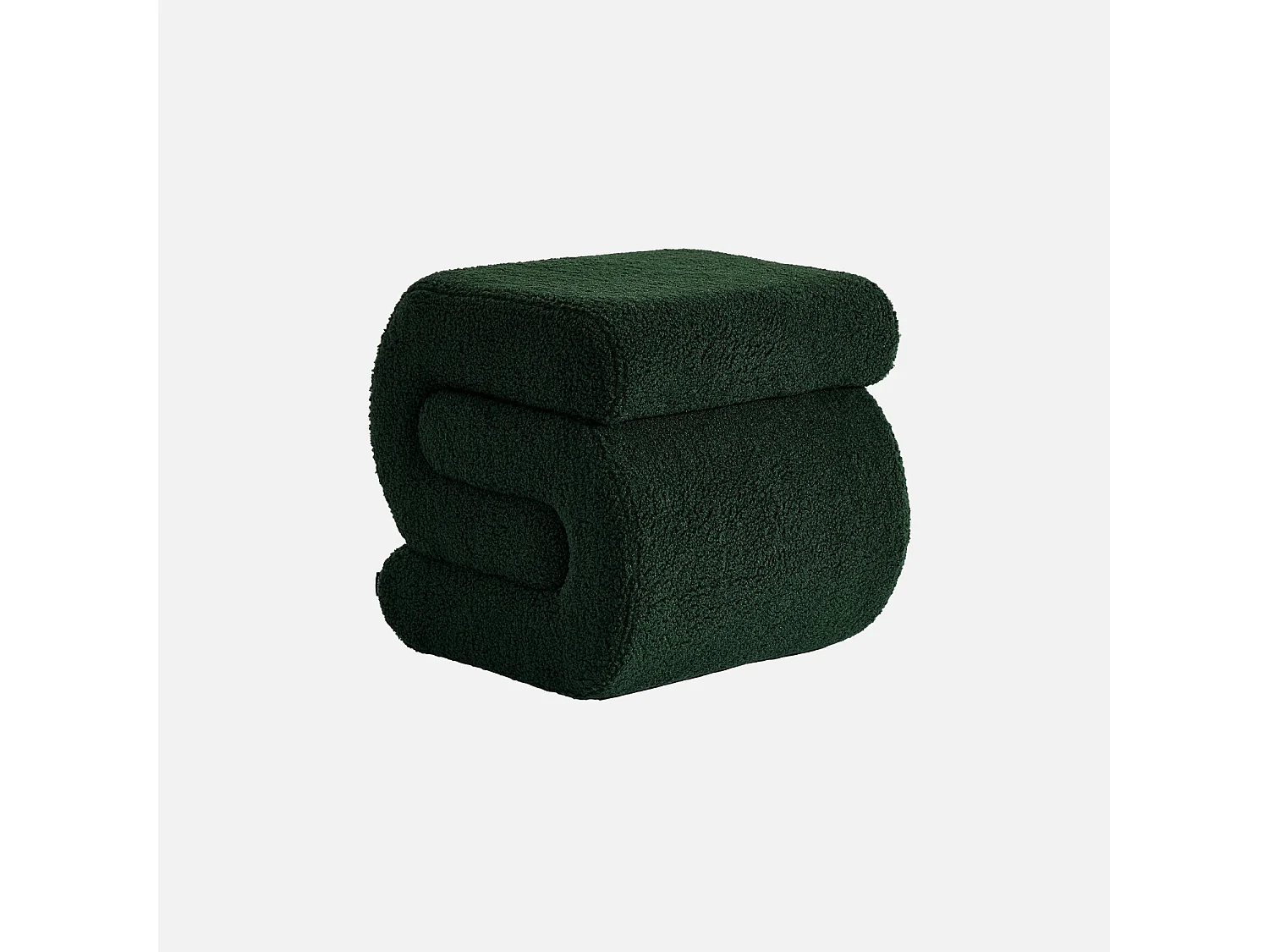 Tabouret / pouf design revêtement bouclette vert 1 place L 43 x P 47 x H 44cm - Sasha