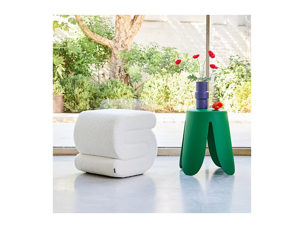 Panchina design rivestimento bouclé 1 posto, crema