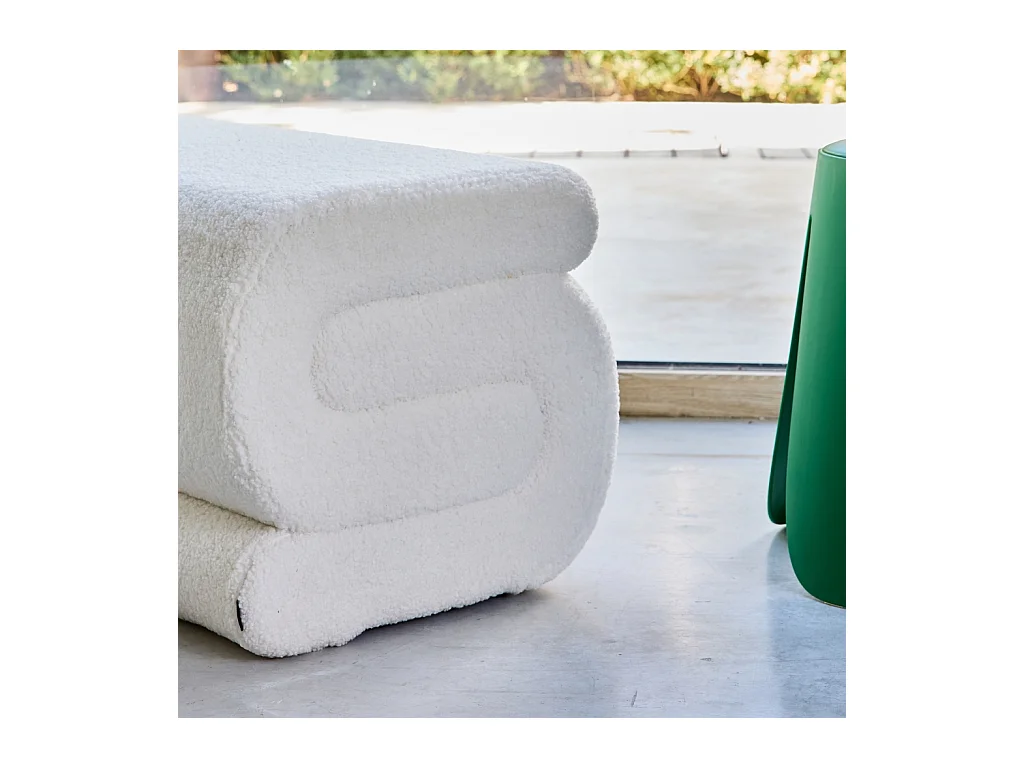 Panchina design rivestimento bouclé 1 posto, crema