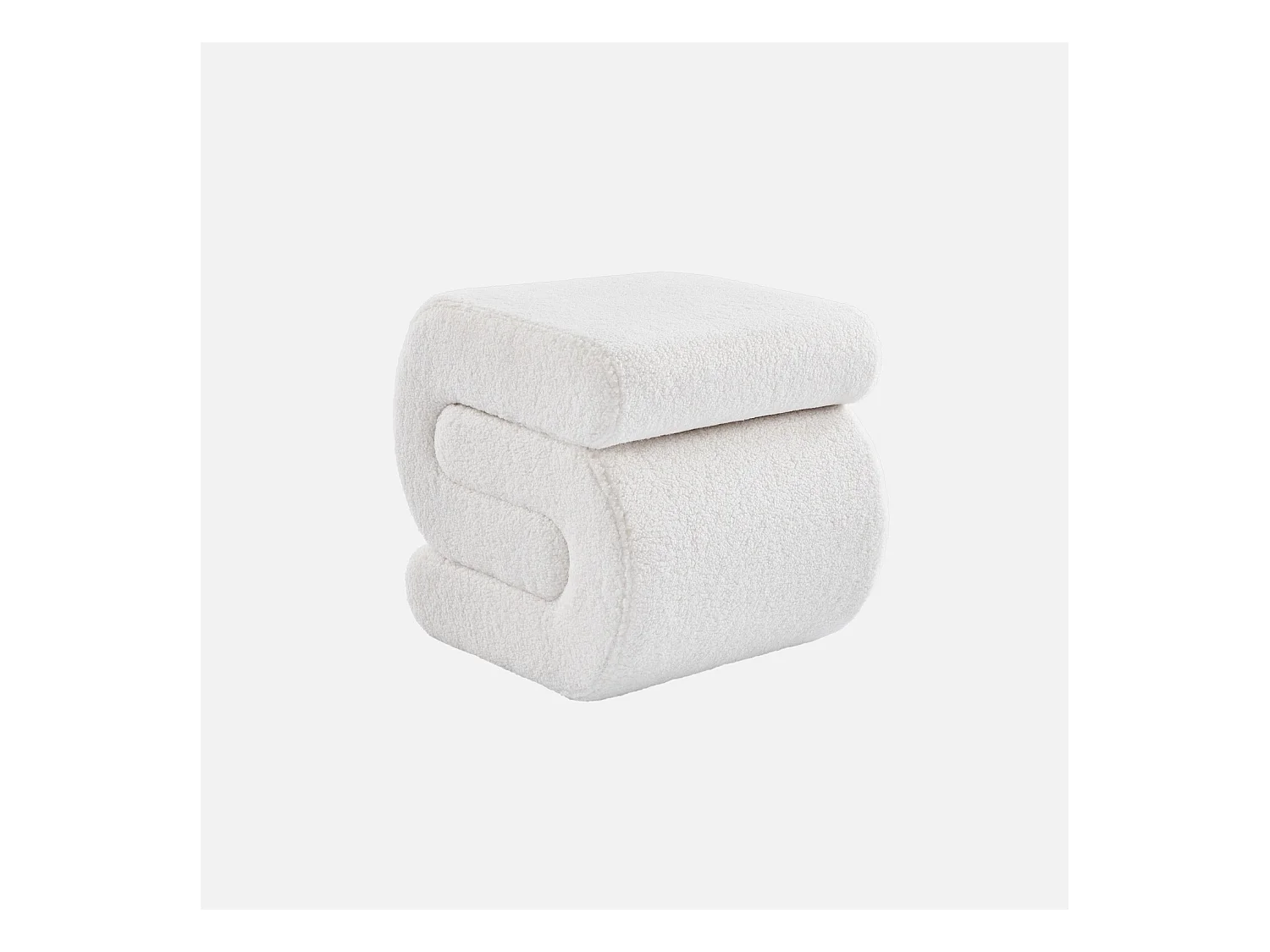 Tabouret / pouf design revêtement bouclette crème 1 place L 43 x P 47 x H 44cm - Sasha