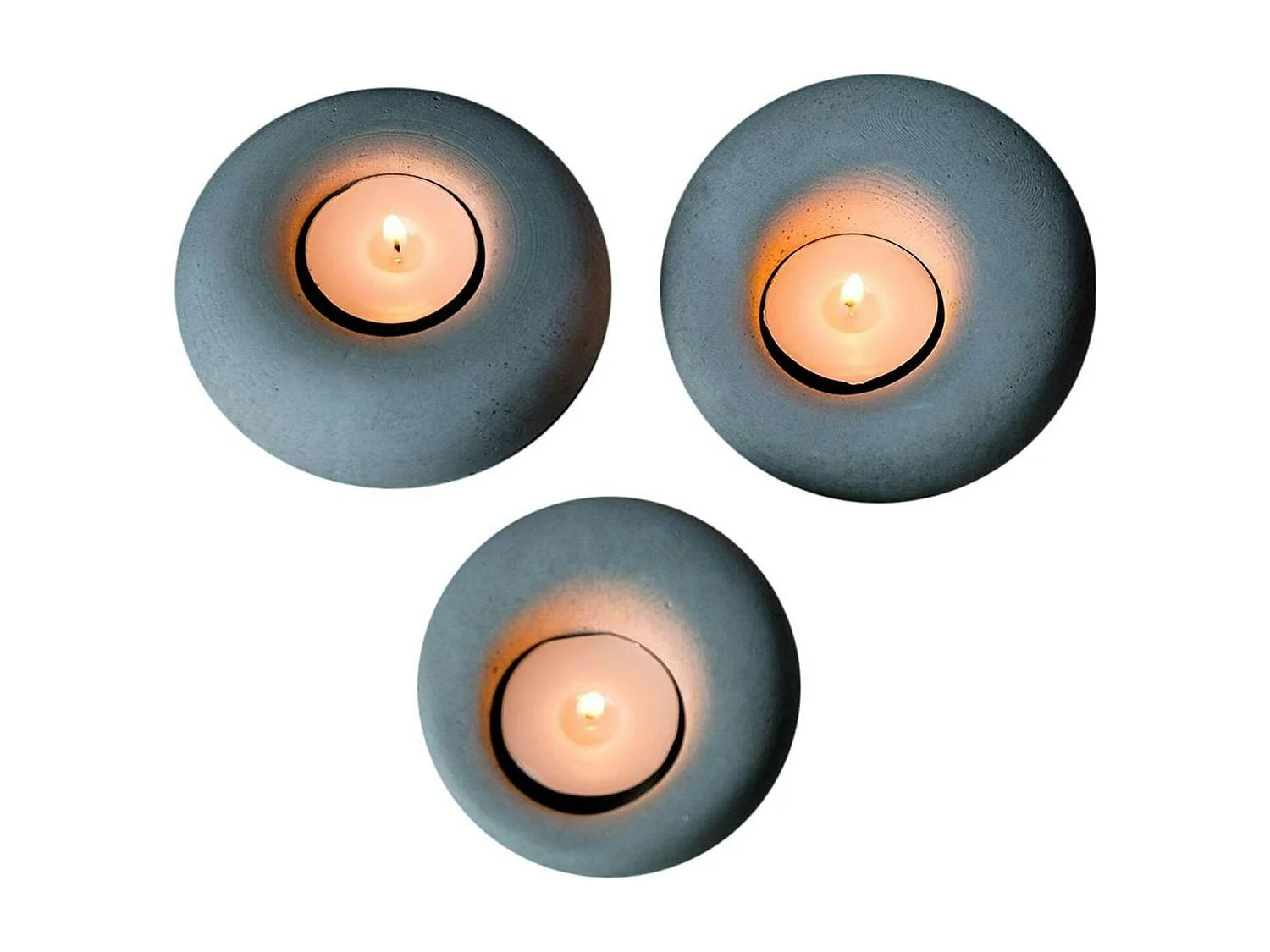 Bougeoirs design en béton gris – lot de 3