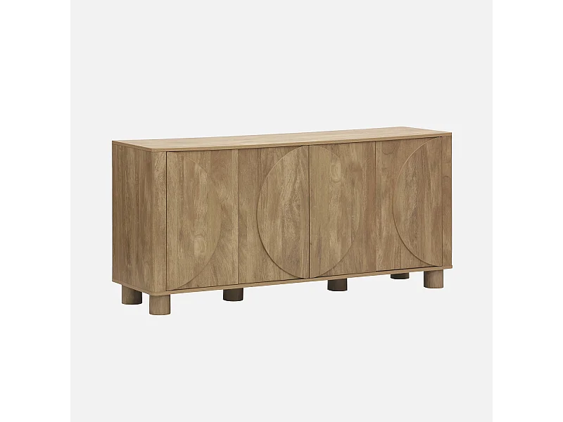 Credenza esotica effetto legno di mango 4 ante 155cm, albero di mango