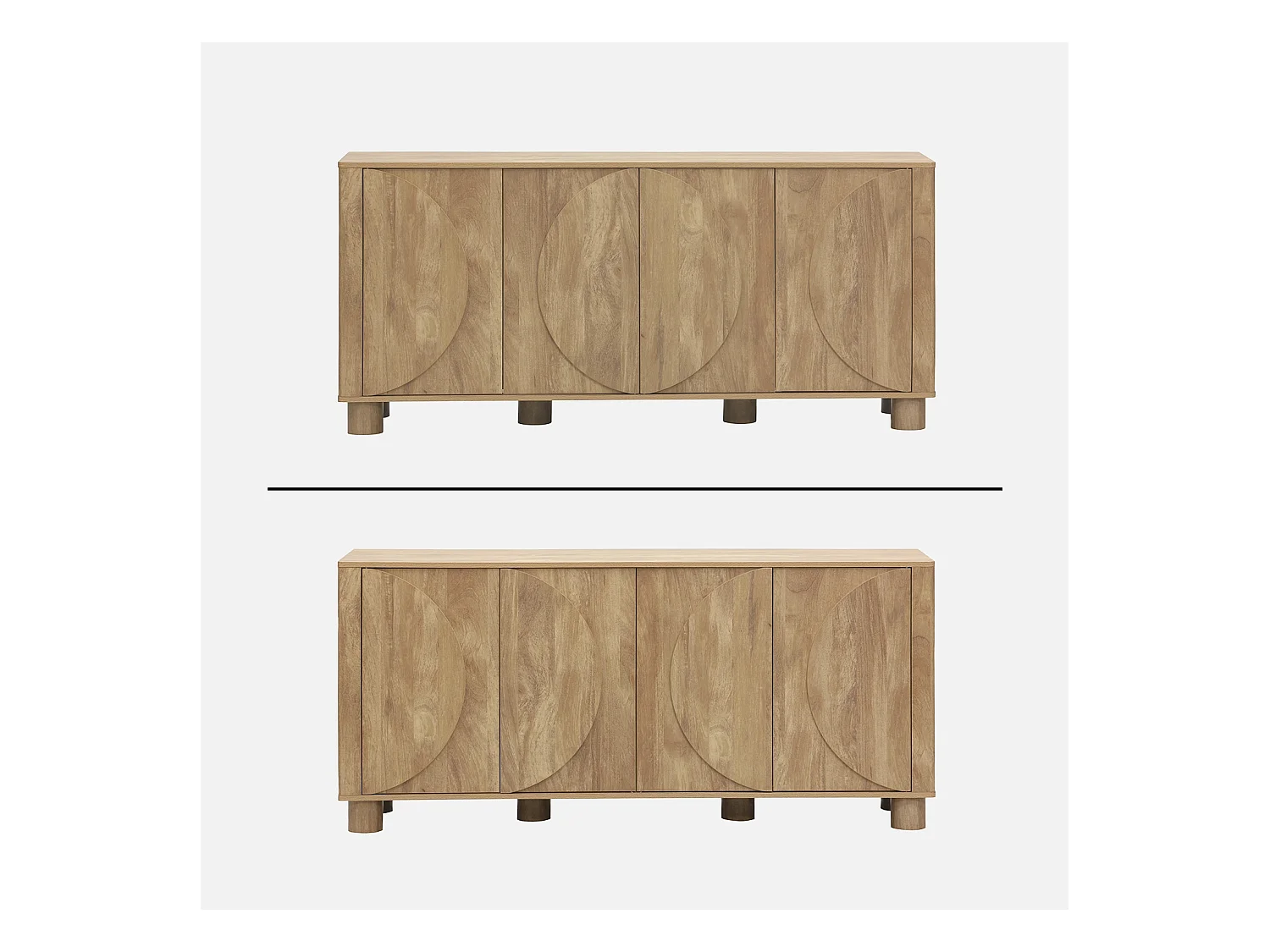 Credenza esotica effetto legno di mango 4 ante 155cm, albero di mango