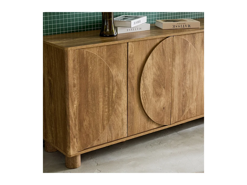 Credenza esotica effetto legno di mango 4 ante 155cm, albero di mango