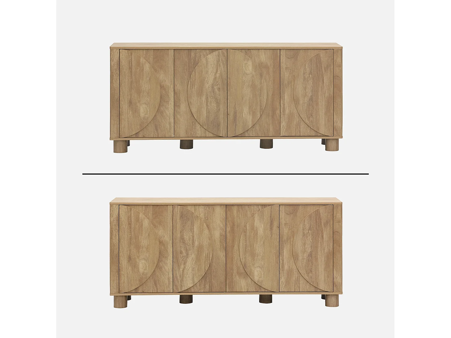 Credenza esotica effetto legno di mango 4 ante, 155cm, albero di mango