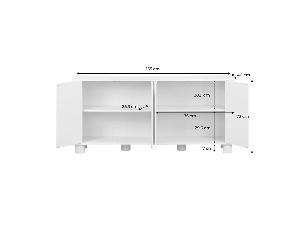 Credenza effetto legno di mango 4 ante, 155cm, effetto legno miele