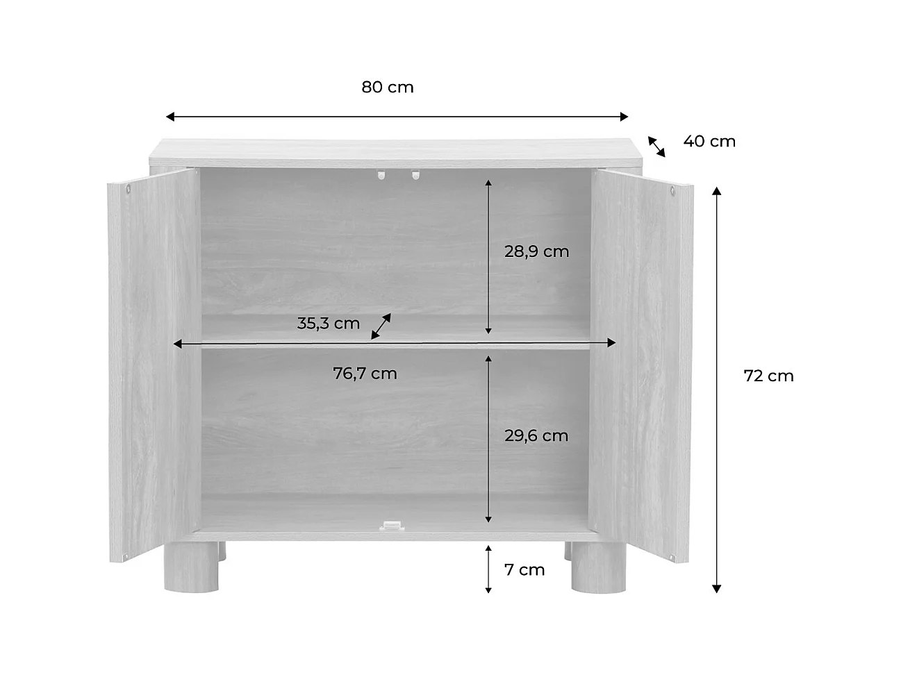 Credenza esotica effetto legno di mango 2 ante, 80cm, albero di mango