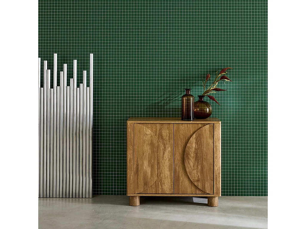 Aparador exótico efecto madera de mango con 2 puertas, 80cm marrón