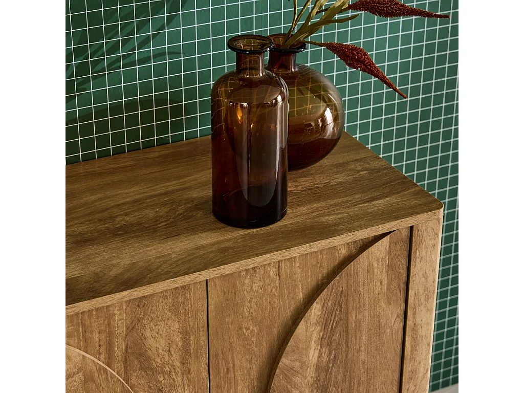 Aparador exótico efecto madera de mango con 2 puertas, 80cm marrón