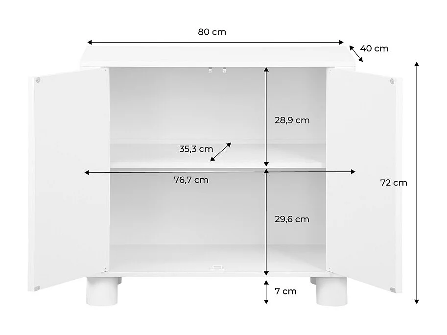 Aparador exótico efecto madera de mango con 2 puertas, 80cm