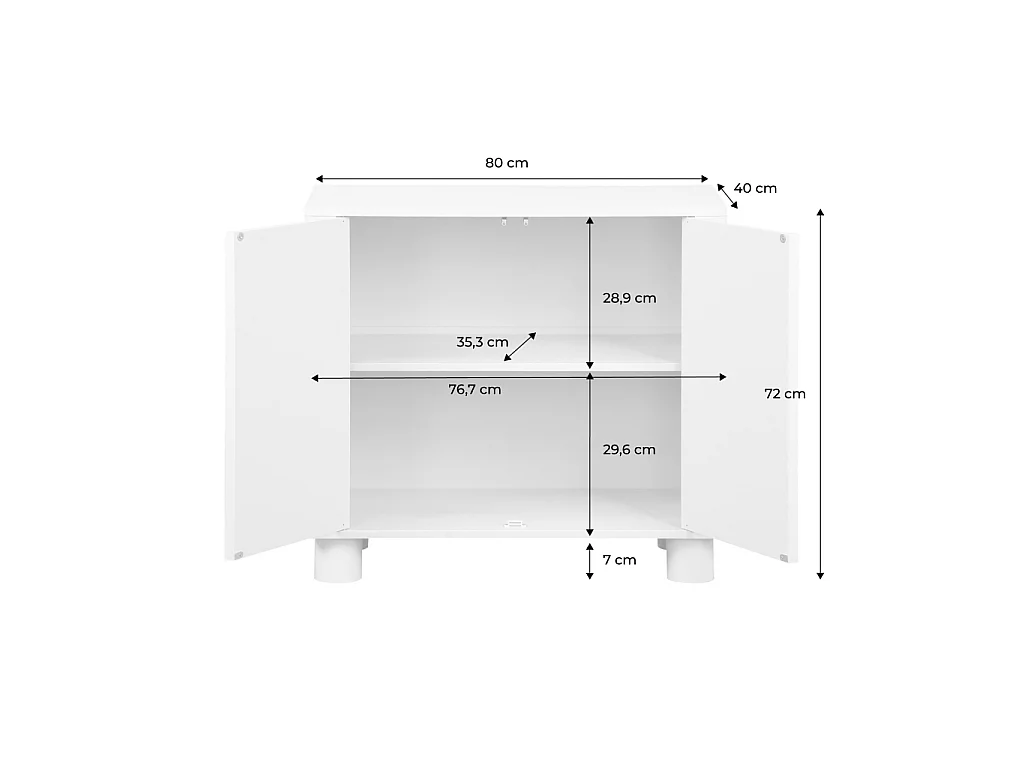 Aparador  efecto madera de mango con 2 puertas, 80cm efecto madera
