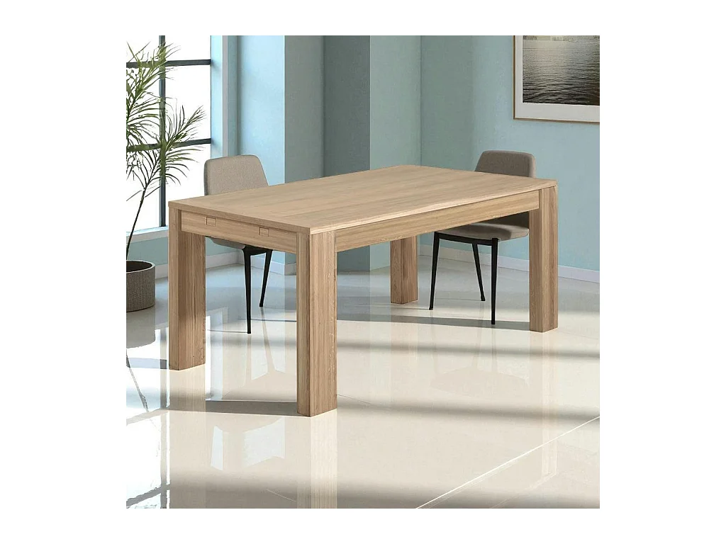 Table de Repas bois naturel Chêne massif 160x90x77cm MALMOE2