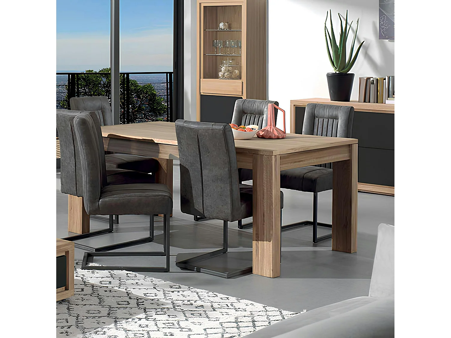 Table de Repas bois naturel Chêne massif 160x90x77cm MALMOE2