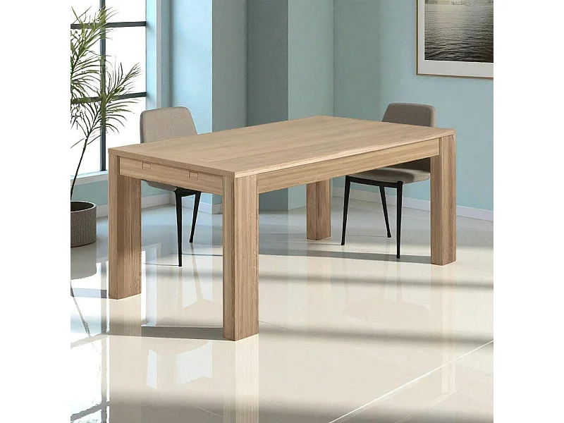 Table de Repas bois naturel Chêne massif 160x90x77cm MALMOE2