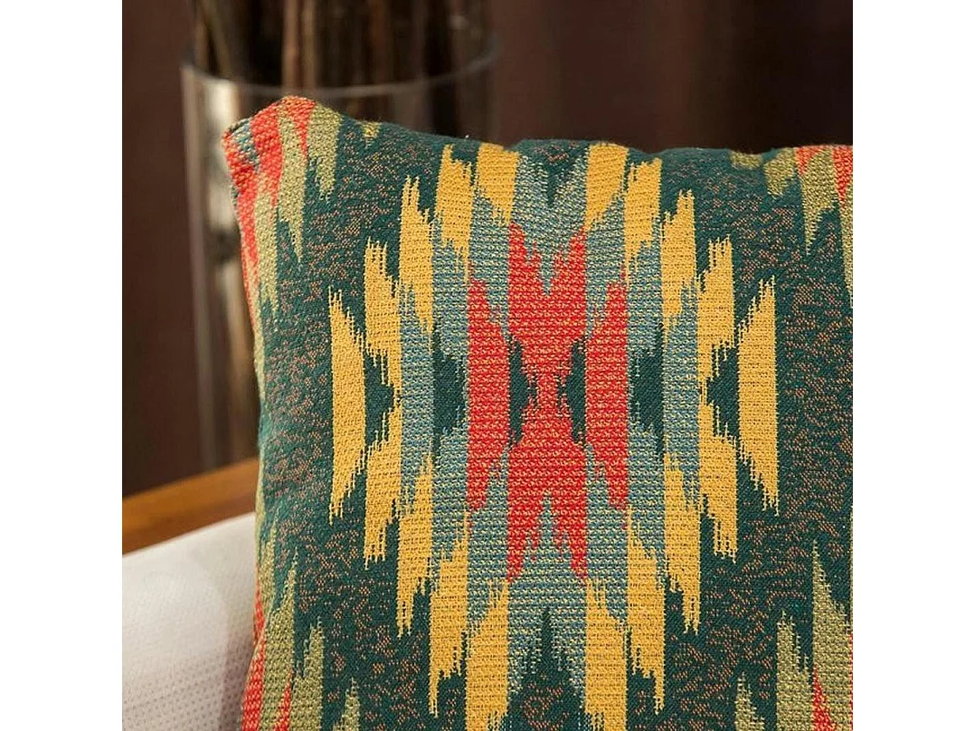 Coussin ethnique – motif aztèque fond vert IZMIR