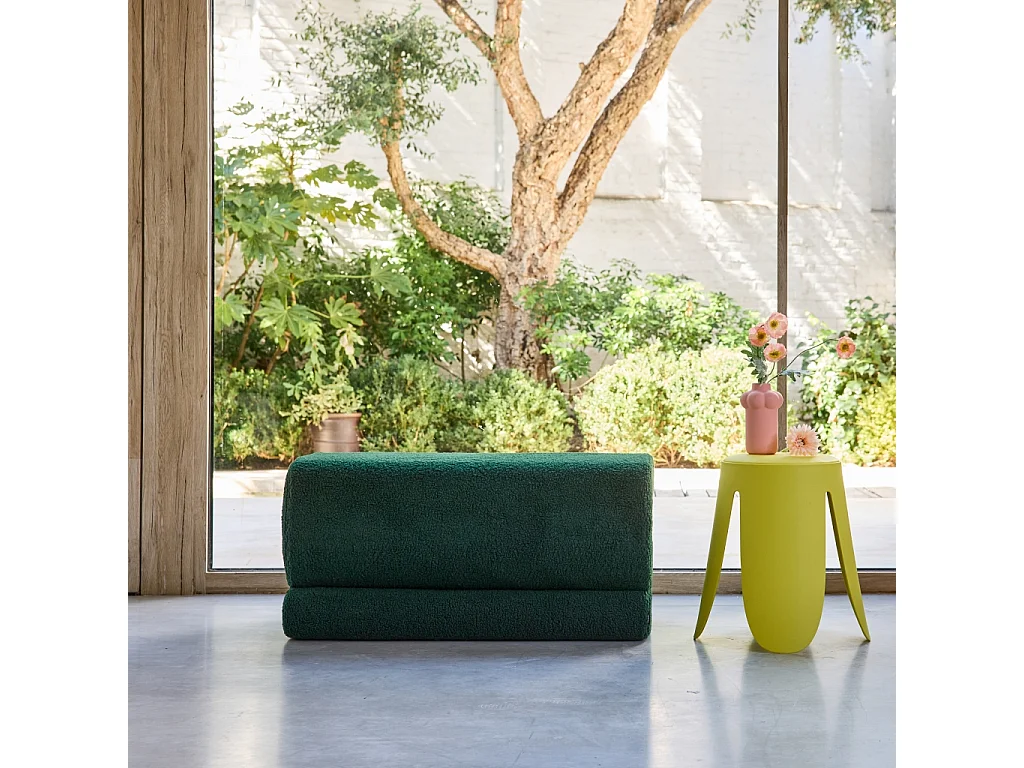 Banc design revêtement bouclette vert 1-2 places L 92 x P 50 x H 45cm - Sasha