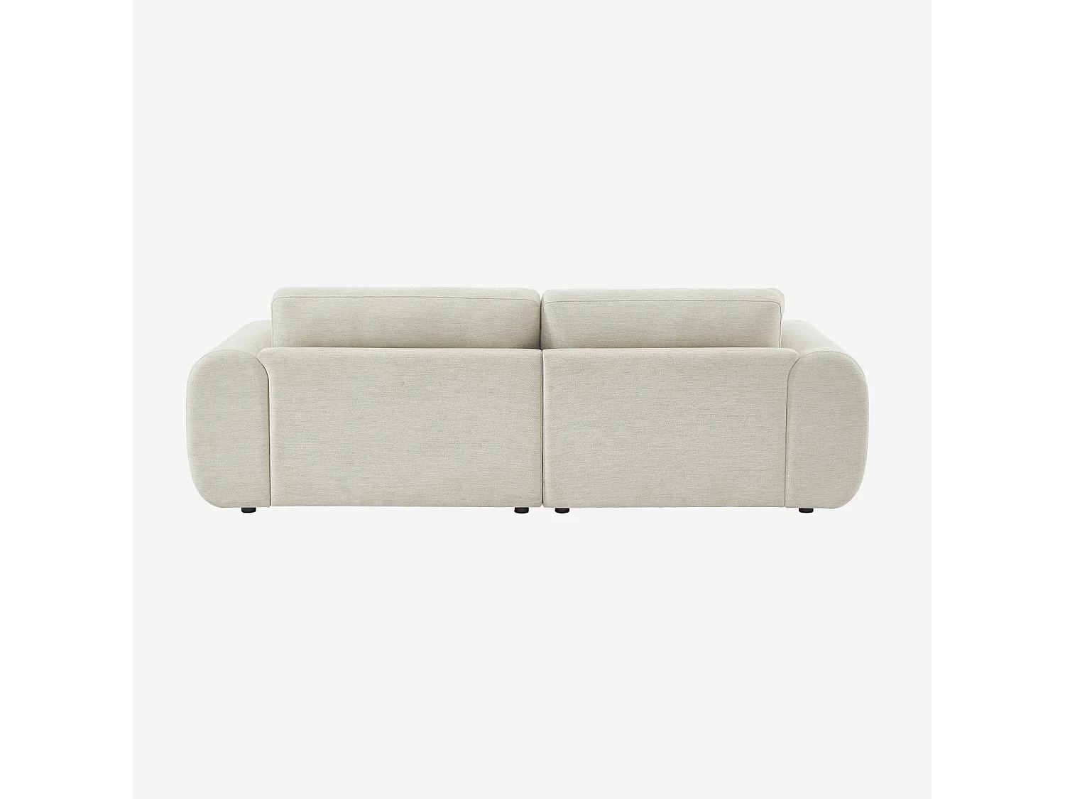 Sofá esquinero izquierdo con patas redondas de 3 plazas crema