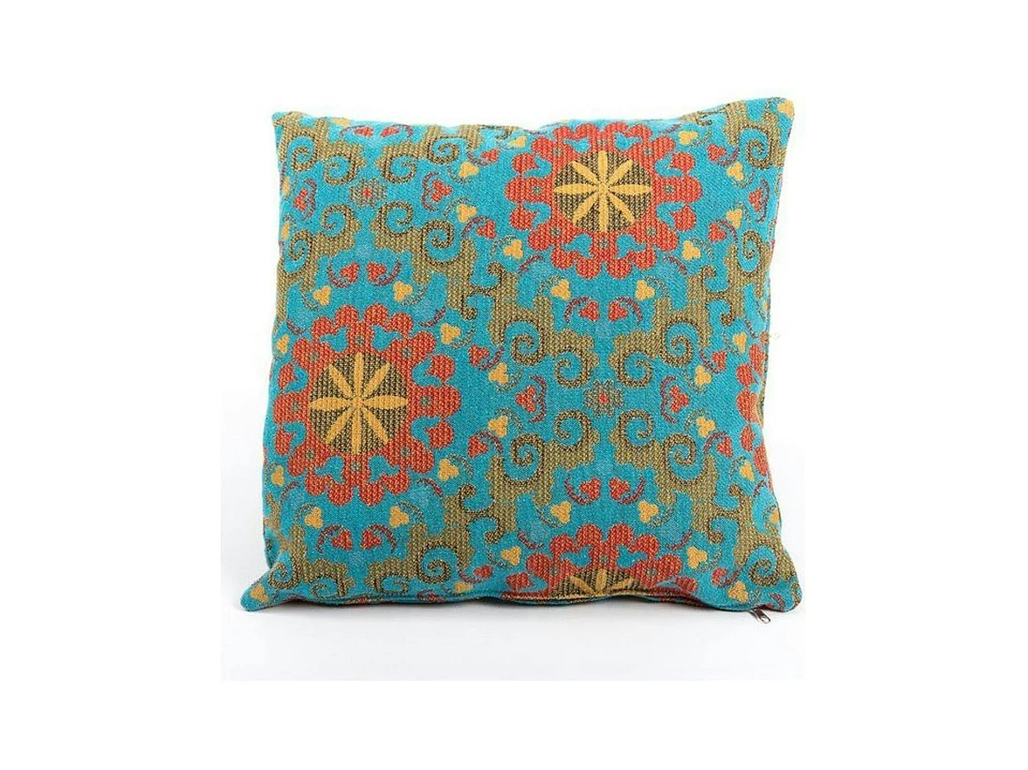 Coussin rétro multicolore – fleurs sur fond bleu IZMIR