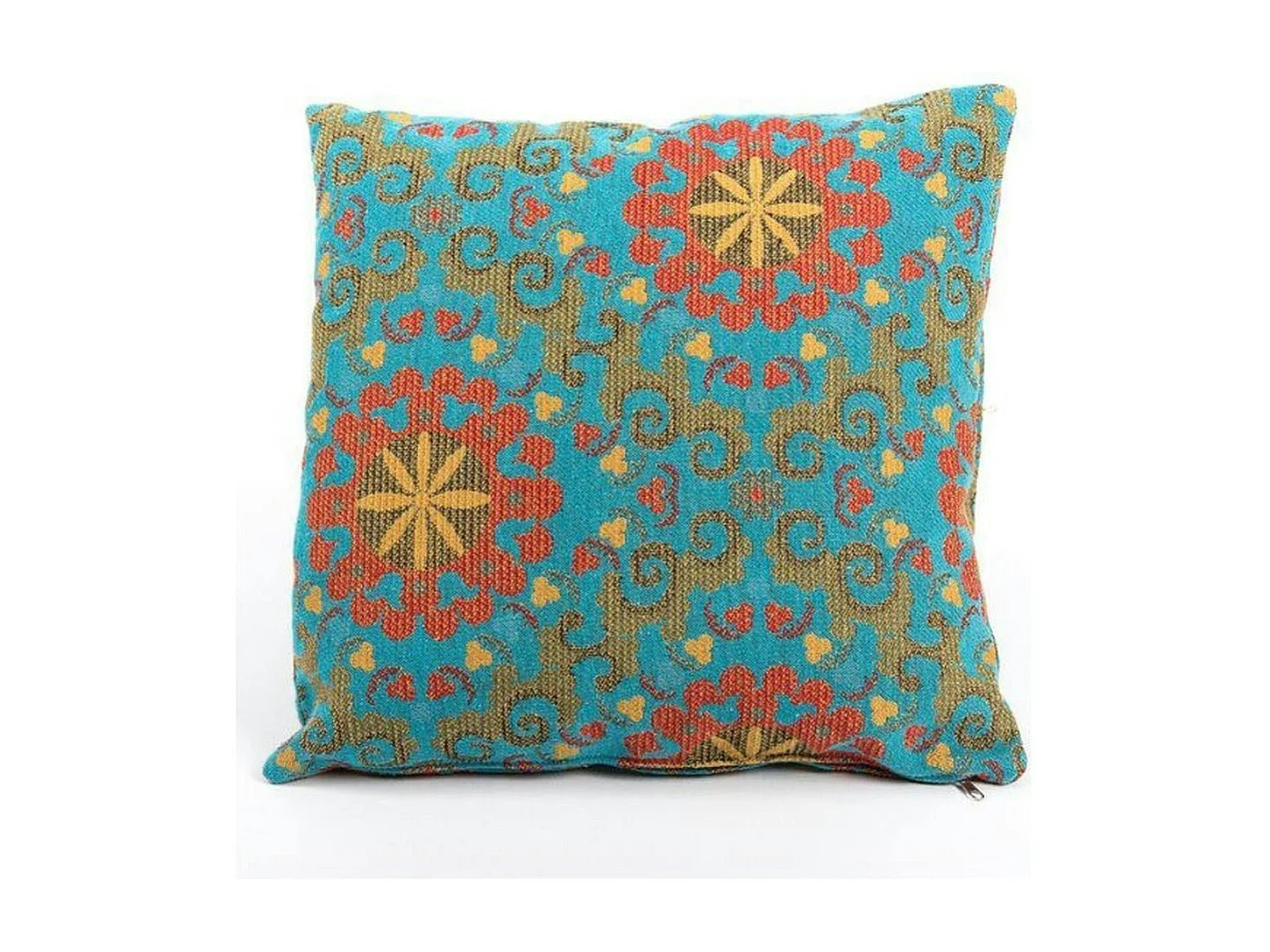 Coussin rétro multicolore – fleurs sur fond bleu IZMIR