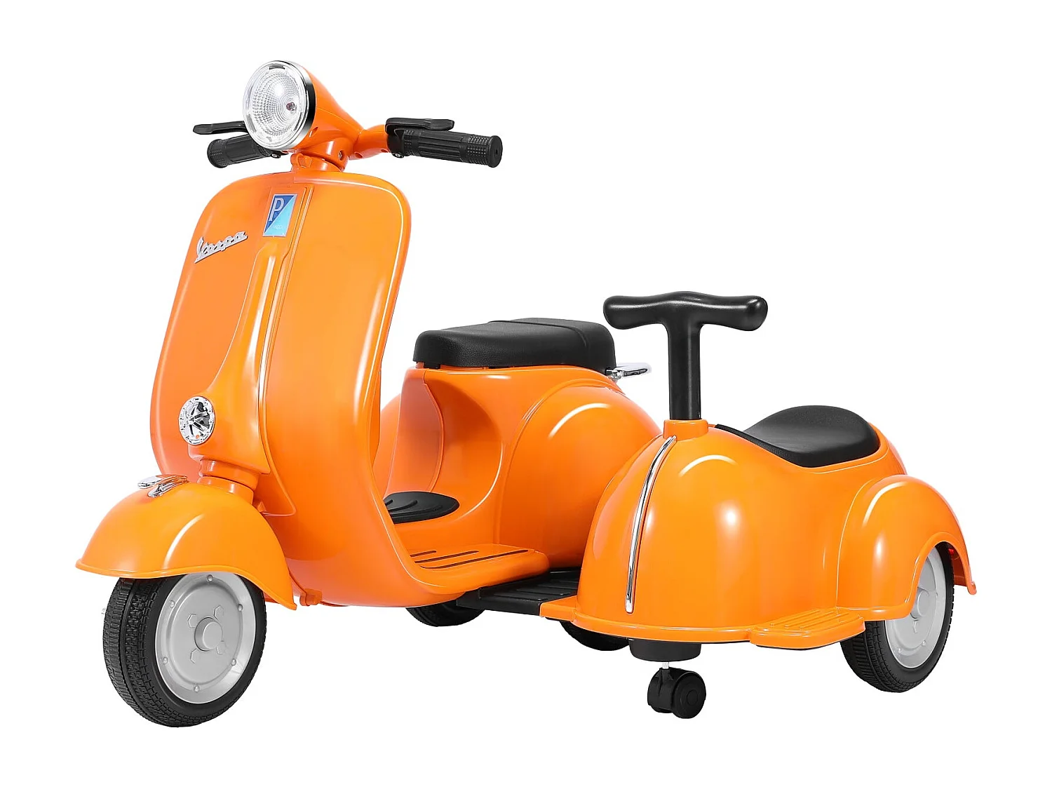 Vespa Dubbele Elektrische Kinderscooter - ORYXEARTH - Oranje - 6V - 4 Wielen