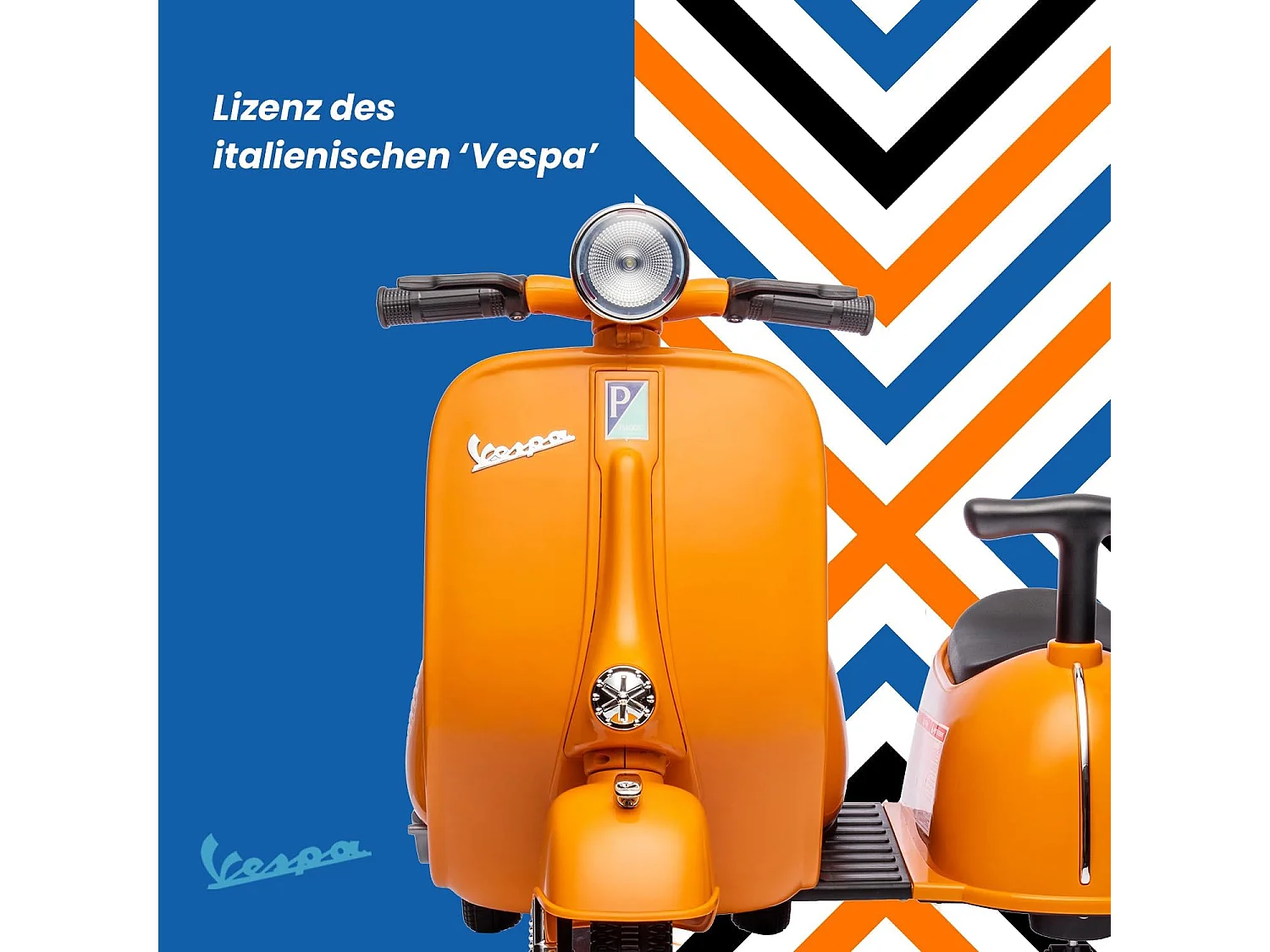 Vespa Dubbele Elektrische Kinderscooter - ORYXEARTH - Oranje - 6V - 4 Wielen