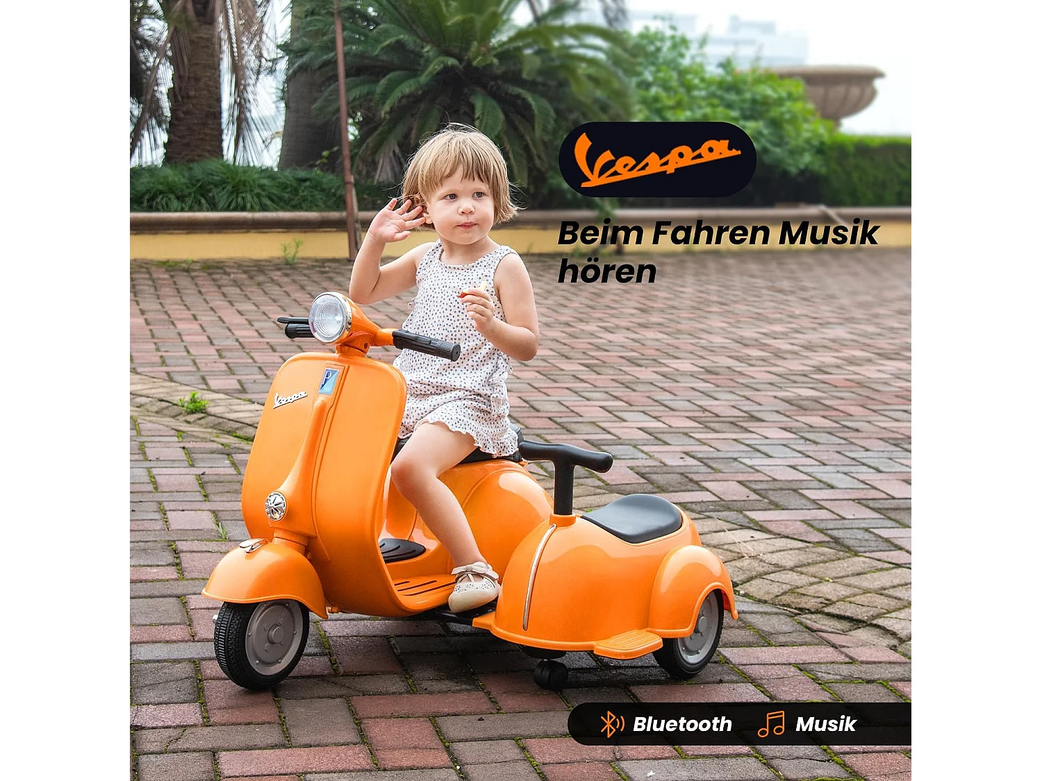 Vespa Dubbele Elektrische Kinderscooter - ORYXEARTH - Oranje - 6V - 4 Wielen