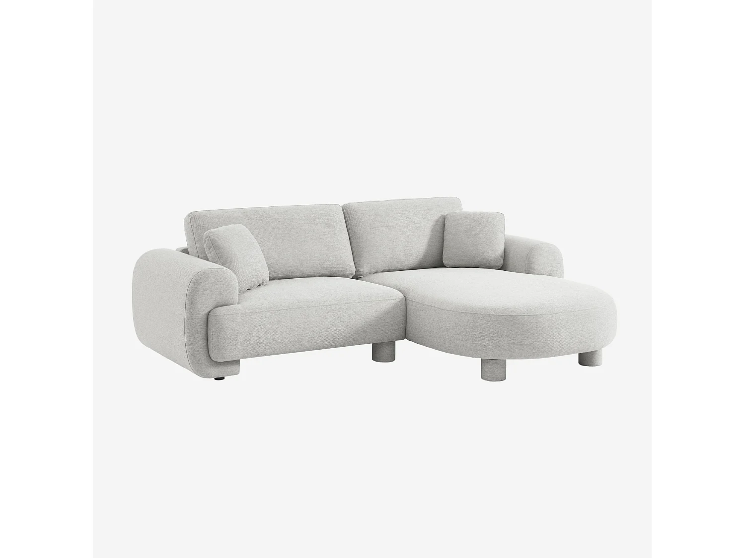 Canapé d'angle droite 3 places tissu gris clair. pieds ronds L 231 x P 160 / 88 cm - Zenio