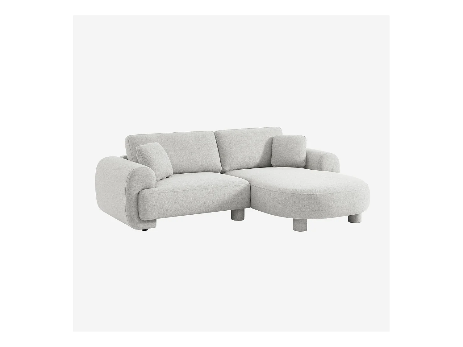 Canapé d'angle droite 3 places tissu gris clair. pieds ronds L 231 x P 160 / 88 cm - Zenio