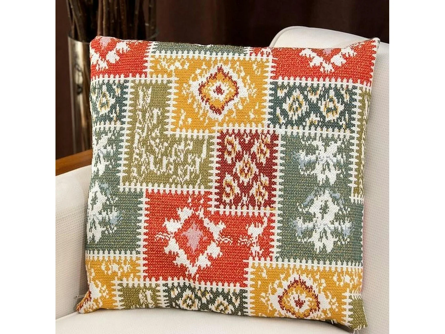 Coussin ethnique – motif patchwork multicolore IZMIR