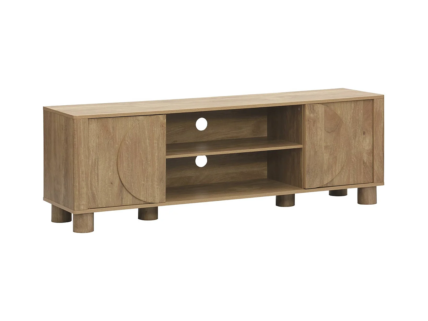 Meuble TV exotique décor bois de manguier 2 portes 155cm Pondi