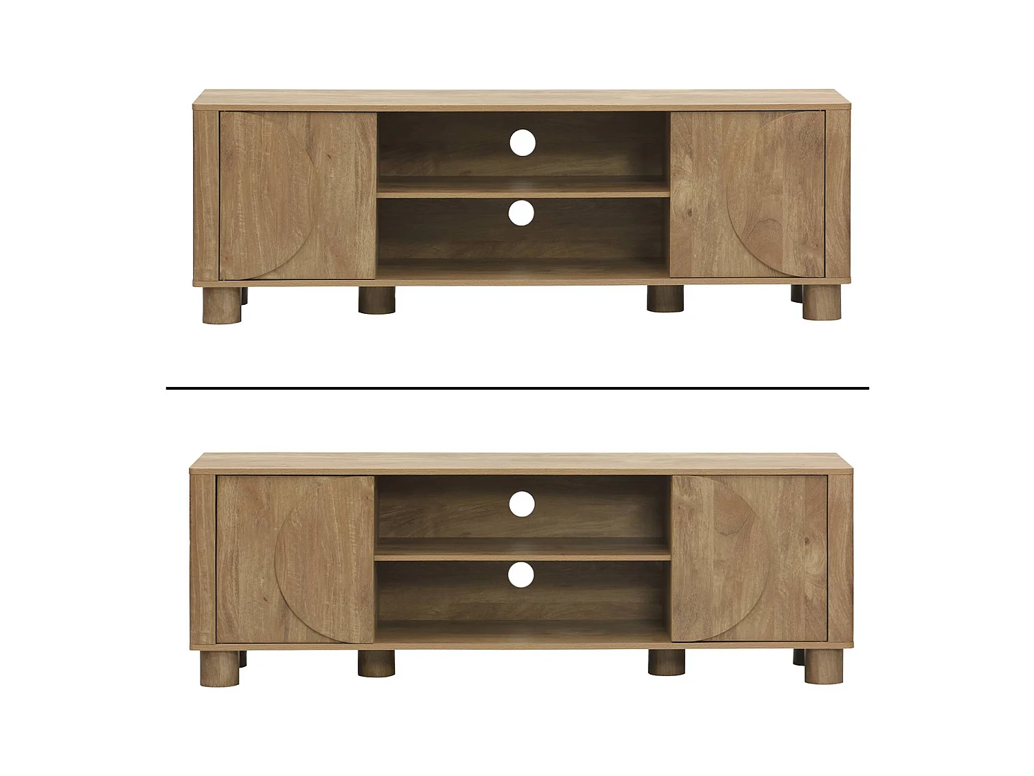 Meuble TV exotique décor bois de manguier 2 portes 155cm Pondi