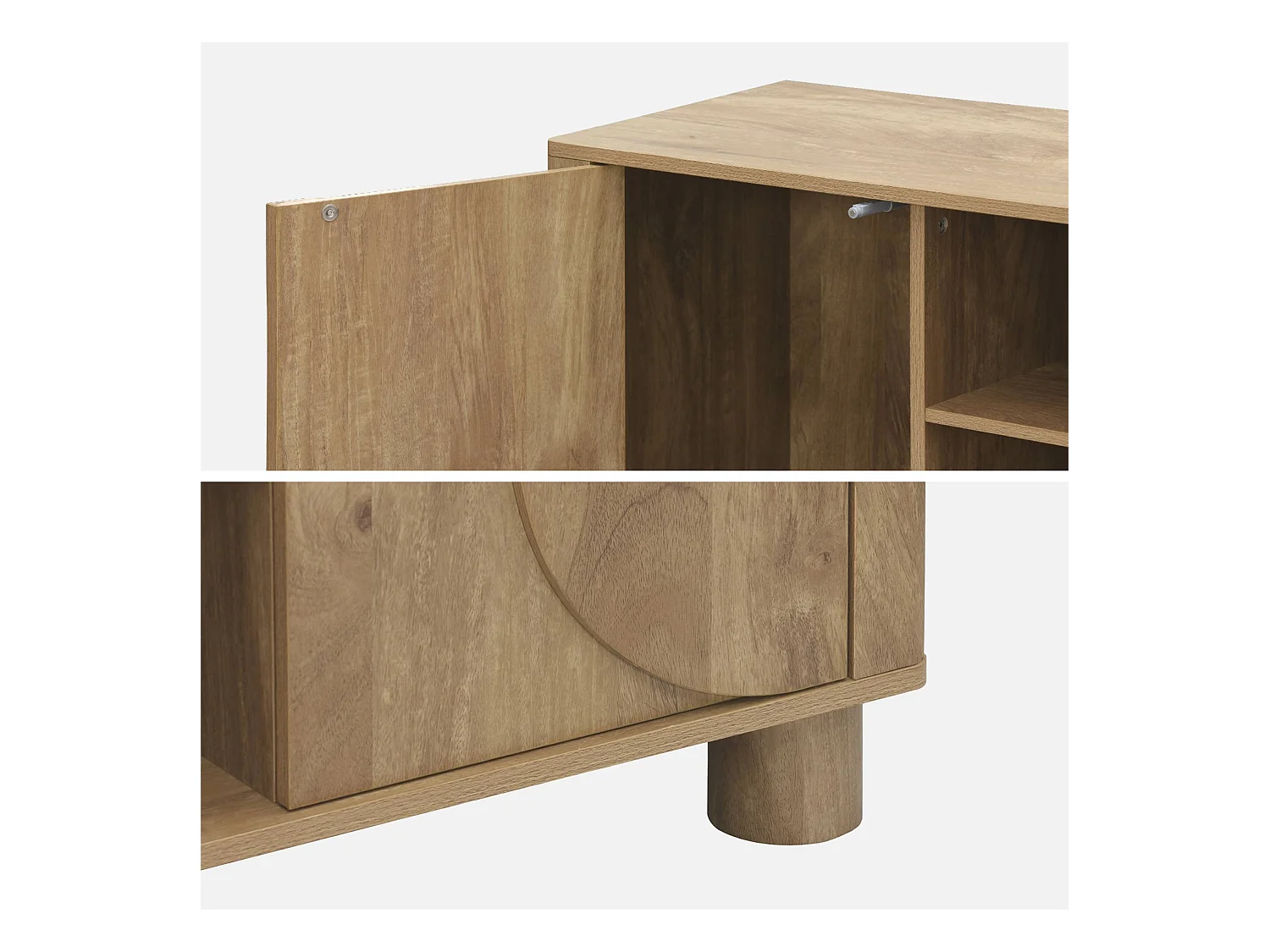 Meuble TV exotique décor bois de manguier 2 portes 155cm Pondi