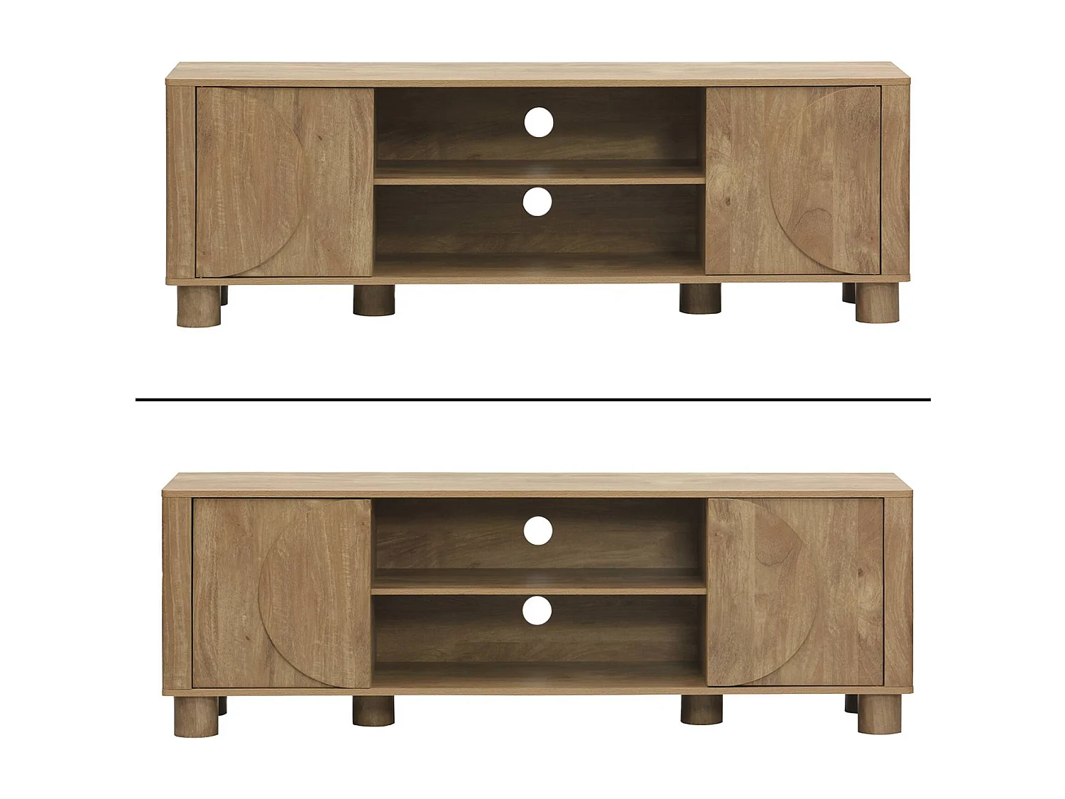 Meuble TV exotique décor bois de manguier 2 portes 155cm Pondi