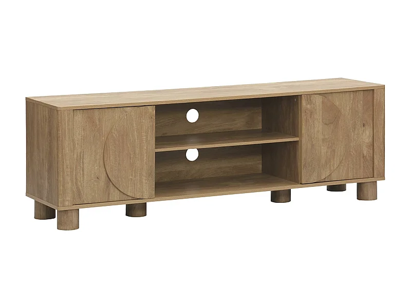 Meuble TV exotique décor bois de manguier 2 portes 155cm Pondi