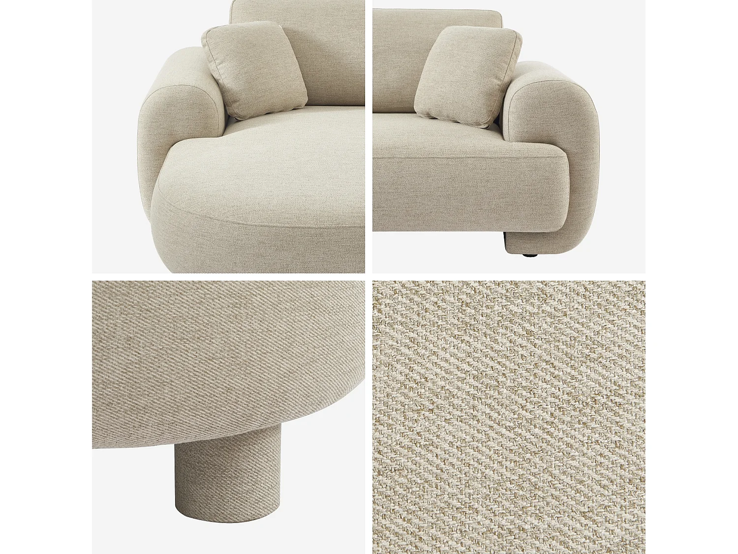 Canapé d'angle gauche 3 places tissu beige. pieds ronds L 231 x P 160 / 88 cm - Zenio