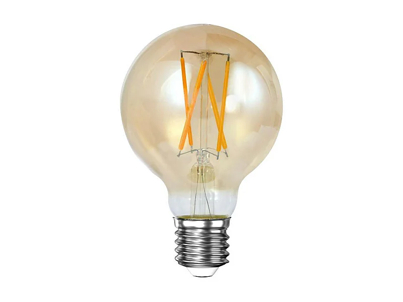 Ampoule globe 7 cm ambré LED filament lumière chaude (E27)