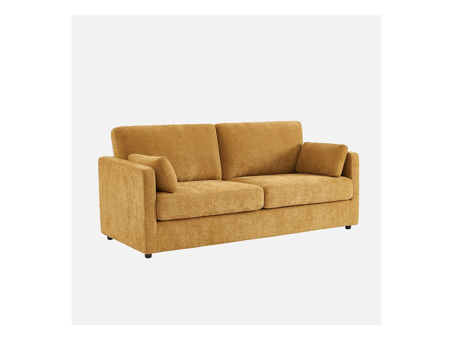 Sofá desenfundable de tela lisa de 2 plazas ocre