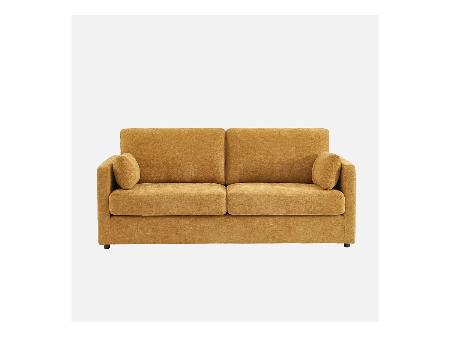 Sofá desenfundable de tela lisa de 2 plazas ocre