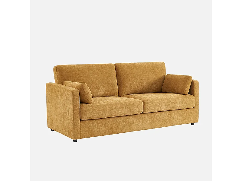 Canapé 2 places déhoussable tissu ocre L 198 x P 88 x H 85cm - Neo