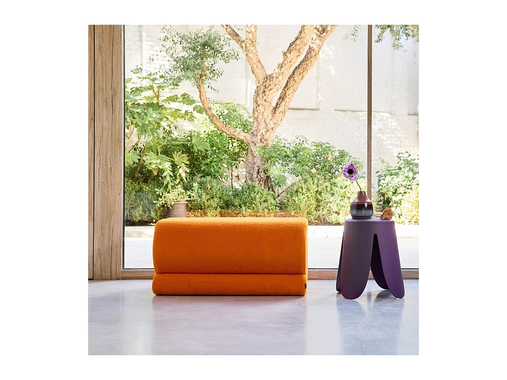 Banc design revêtement bouclette orange 1-2 places L 92 x P 50 x H 45cm - Sasha
