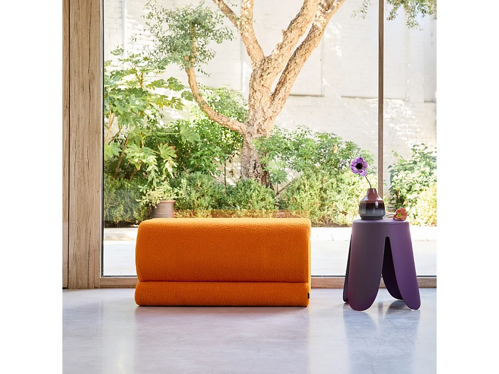 Banc design revêtement bouclette orange 1-2 places L 92 x P 50 x H 45cm - Sasha