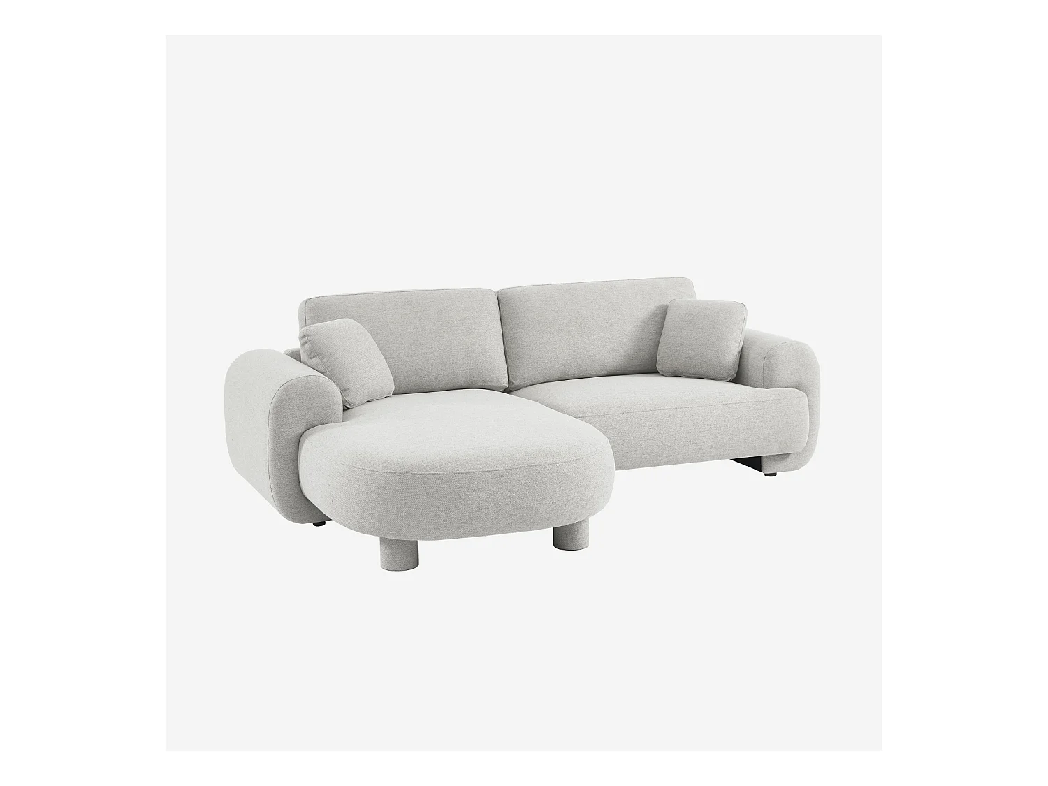 Sofá esquinero izquierdo con patas redondas de 3 plazas gris claro