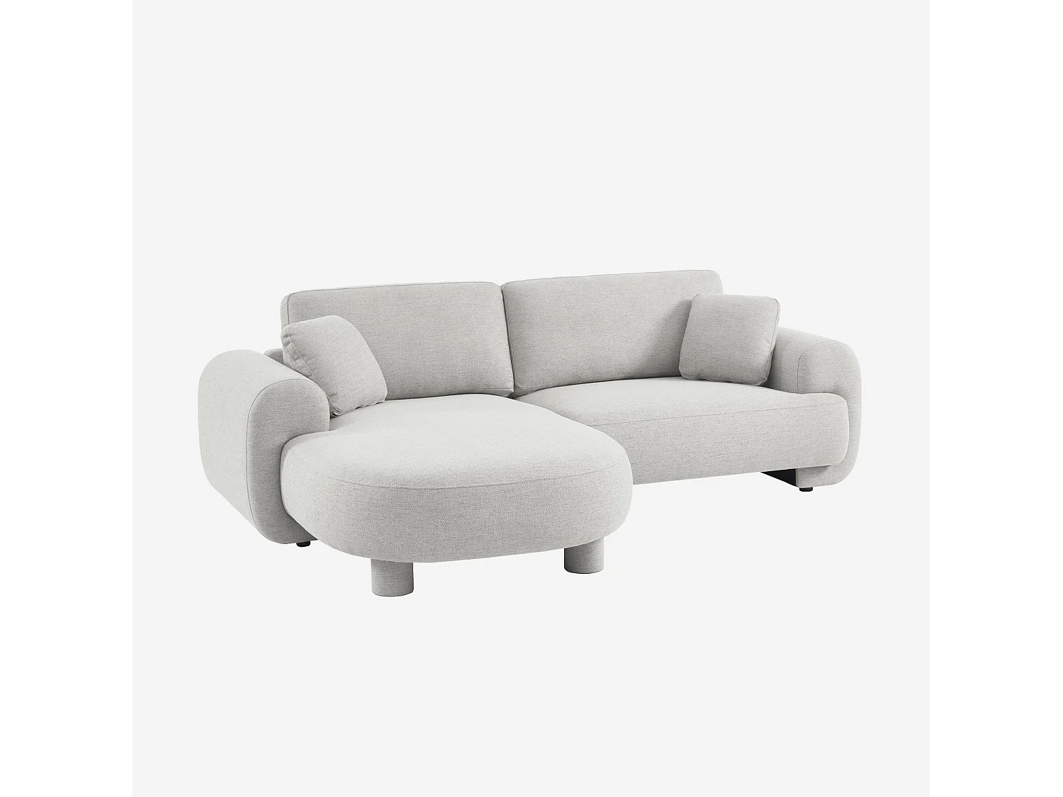 Canapé d'angle gauche 3 places tissu gris clair. pieds ronds L 231 x P 160 / 88 cm - Zenio