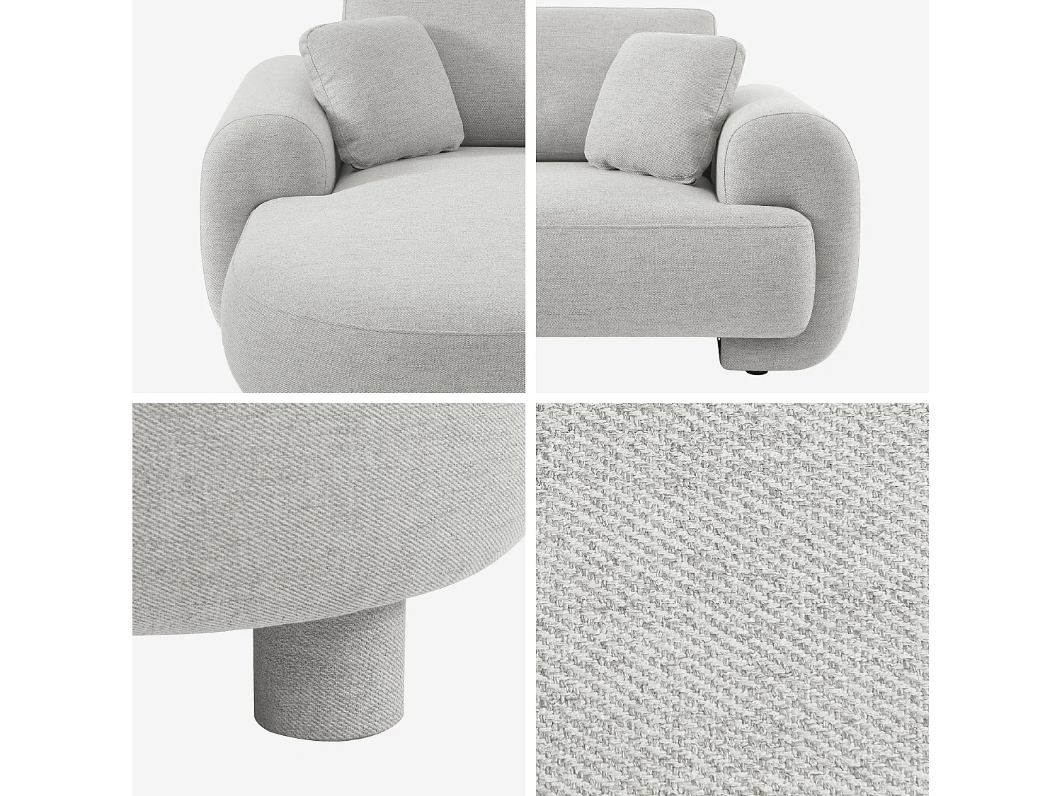 Canapé d'angle gauche 3 places tissu gris clair. pieds ronds L 231 x P 160 / 88 cm - Zenio