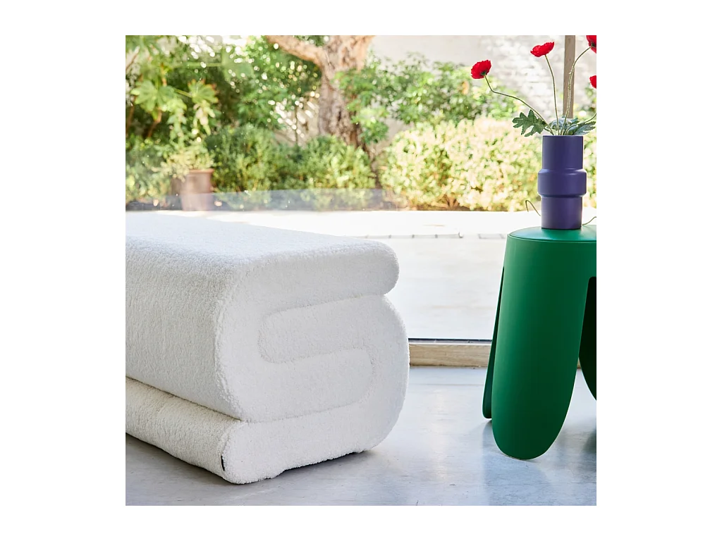 Banc design revêtement bouclette crème 1-2 places L 92 x P 50 x H 45cm - Sasha