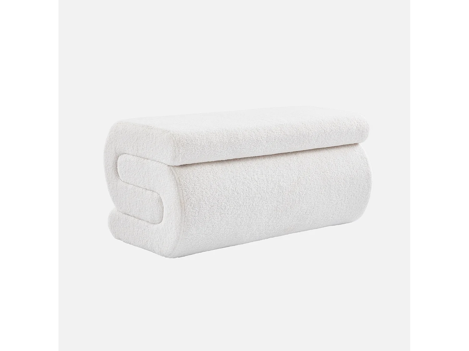 Panca design rivestimento bouclé 1-2 posti, crema